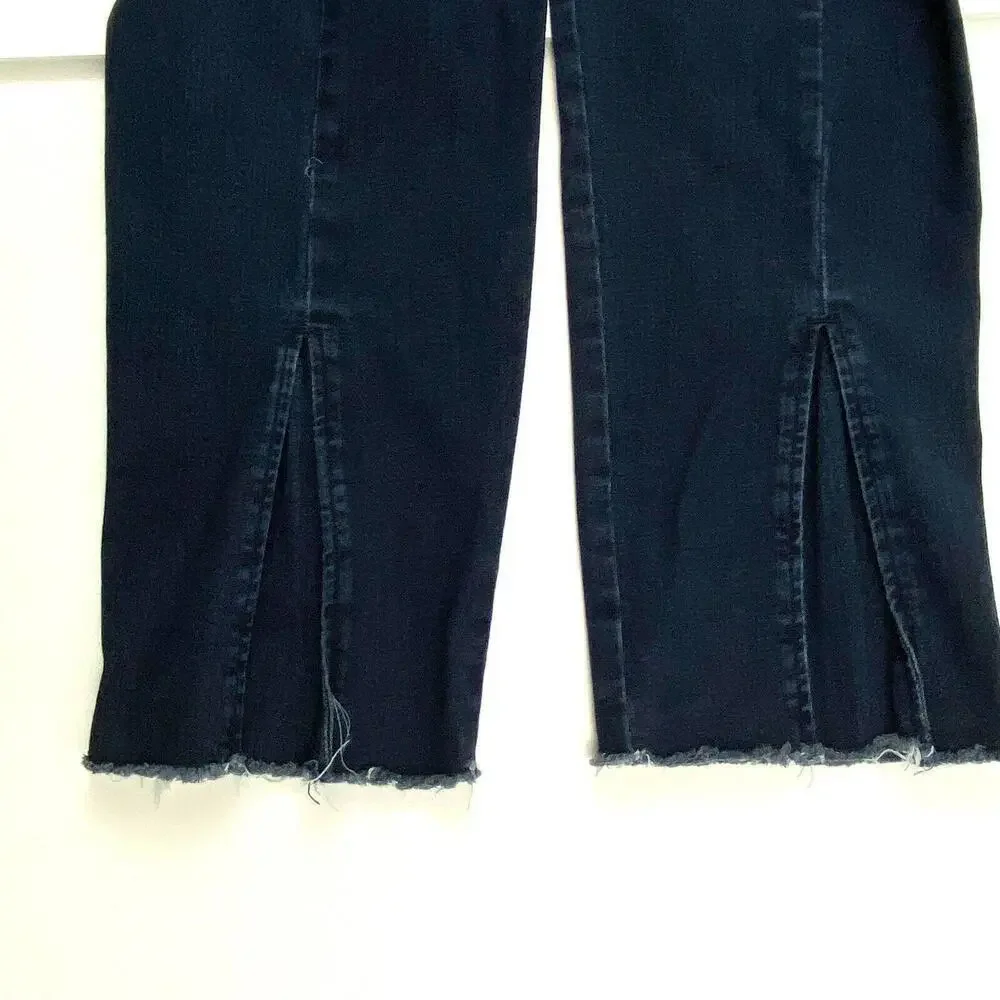 H by Halston Crop‎ Back Seam Slit Raw Hem Women's size 16 Blue Dneim Jeans